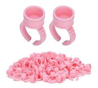 1000 Piezas de Soporte de Pegamento Desechable, Copas de Anillo de Tinta de Tatuaje, Soporte de Pigmento Desechable, Herramienta de Injerto de Pestañas, Anillos de((Rosa) Talla mediana sin raya)