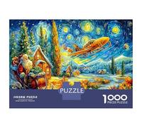 1000 Piezas El Vuelo Estrellado de Santa Puzzle Pasatiempo Creativo Maravillosa Nochebuena Rompecabezas Actividades Familiares para Adultos Y Niños A Partir De 12 Años 38x26cm/1000pcs