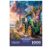 1000 Piezas Escena del Tractor Rural Puzzle Pasatiempo Creativo Vintage Pintura del Campo Juego De Rompecabezas Actividades Familiares para Niños Adultos 38x26cm/1000pcs