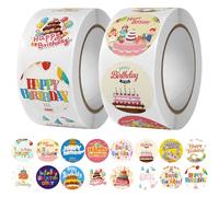 1000 Piezas Feliz Cumpleaños Pegatinas Para Niños Etiquetas Adhesivas Para Cumpleaños Happy Birthday Sticker Pegatinas Redondas Para Decoración De Sobres De Regalo, Regalo De Bricolaje Para Fiestas