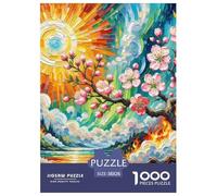 1000 Piezas Flor de melocotón Puzzle Entretenimiento Creativo Decoración del Hogar Estilo de Pintura al óleo Rompecabezas De Decoración Desafíos Divertidos para Adultos Y Niños 38x26cm/1000pcs