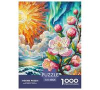 1000 Piezas Flor de melocotón Puzzle Juguetes Desafiantes Decoración del Hogar Estilo de Pintura al óleo Rompecabezas Familiar Desafíos Divertidos para Adultos Y Niños 38x26cm/1000pcs