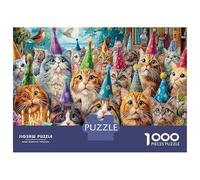 1000 Piezas Gatos de cumpleaños Puzzles Pasatiempo Creativo Linda Mascota Juego De Rompecabezas Actividades Familiares para Niños Adultos 52x38cm/1000pcs