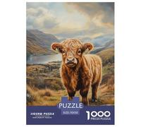 1000 Piezas Highland Gatotle Rompecabezas Juego De Habilidad Decoración del Hogar Vaca Puzzle De Decoración Desafíos Divertidos para Adultos Y Niños 70x50cm/1000pcs