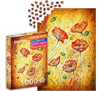 1000 piezas Jigsaw Puzzle para adultos - Acabado mate, tacto suave, piezas robustas y únicas, ajuste apretado, colores vivos, servicio de piezas - Poppies en pintura de vidrio pintado floral - by
