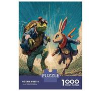1000 Piezas La Tortuga y la Liebre Puzzle Juguetes Desafiantes Decoración del Hogar Animaleses Rompecabezas Familiar Juguete Educativo para Adultos Y Niños 70x50cm/1000pcs