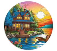 1000 Piezas Lago Canoe Puzzle Juguetes Desafiantes Decoración del Hogar Cabaña de Cuentos de Hadas Rompecabezas Familiar Juguete EduGatoivo para Adultos Y Niños 1000pcs (67.5x67.5cm)