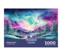 1000 Piezas Luces del Norte Puzzle Juego De Habilidad Decoración Familiar Auroras Polares Rompecabezas Imposible Juguete EduGatoivo para Adultos Y Niños 70x50cm/1000pcs