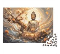 1000 piezas mini rompecabezas para adultos Buda árbol loto difícil | 70 x 50 cm papel decoración salón corte preciso regalo cumpleaños relajación espíritu