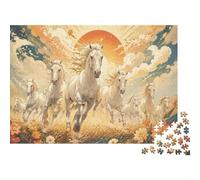 1000 piezas Mini rompecabezas para adultos Caballo Girasol Nube Difícil | 70 x 50 cm Papel Decoración Sala Corte Preciso Regalo Amigo Relajación Espíritu