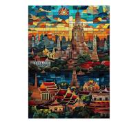 1000 piezas mini rompecabezas para familia templo ciudad atardecer cartón | 52x38cm Principiantes Decoración Del Hogar Corte Preciso Regalo De Cumpleaños Relajación