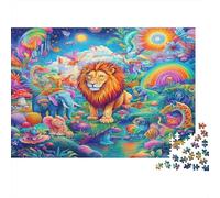 1000 Piezas Mundo Animal Colorido Rompecabezas para Adultos Papel Educativo Puzzle de León Entrenamiento Cerebral Decoración de Pared 38x26cm/1000pcs