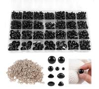 1000 Piezas Ojos Plástico de Seguridad y Nariz para Ganchillo con Arandela | 6-14mm Ojos y Narices de Seguridad para Ganchillo, Ojo de Muñeca para Amigurumi para Muñecos de Ganchillo y Peluches
