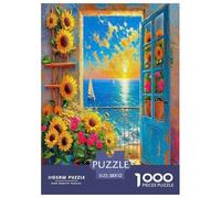 1000 Piezas Paisaje costero Rompecabezas Juego De Habilidad Decoración del Hogar Pintura al óleo Estilo Puzzle De Decoración Desafíos Divertidos para Adultos Y Niños 52x38cm/1000pcs