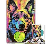 1000 Piezas para Adolescentes: Pastor alemán Jugando con una Pelota de Tenis Rompecabezas de 1000 Piezas para Adolescentes,Regalo,Juego desafiante y Juego Familiar Regalos de Amigo Secreto de 50x75cm