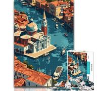 1000 Piezas para Adolescentes: Rompecabezas de Venecia Desde Arriba, 1000 Piezas para Adultos, Juguetes educativos, Juegos para aliviar el estrés, colección de Artistas, Bellas Artes, 26x38cm