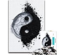 1000 Piezas para Adolescentes Rompecabezas Yin y Yang en Blanco y Negro para Adultos 1000 Piezas Juego desafiante y Familiar interacción Entre Padres e Hijos 38x26cm