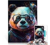 1000 piezas para adultos Panda Cósmico con gafas Juguete educativo de aprendizaje Entrena tu cerebro y tus manos 14.96" x 20.47"