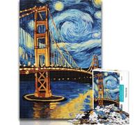 1000 Piezas para Adultos Puente de San Francisco de Noche Rompecabezas para Adultos 1000 Piezas, Juguetes Juegos educativos Alivio del estrés interacción Entre Padres e Hijos 50x75cm