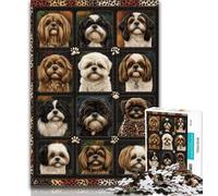 1000 Piezas para Adultos Shih Tzu Dogs Collage Puzzles para Adultos 1000 Piezas, Toda la Familia para y 14 años 26x38cm