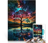1000 Piezas para Regalos de Adultos Reflejo del árbol en la Galaxia Hecho de cartón para Mayores de 14 años Juego de ingenio Juegos Juguetes Regalo tamaño:26x38cm/10.24x14.96pulgada