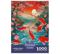 1000 Piezas Peces Koi Puzle Entretenimiento Creativo Decoración del Hogar Juguetes Desafiantes Buena Suerte Koi Puzzle Desafíos Divertidos para Adultos Y Niños 52x38cm/1000pcs