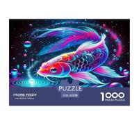 1000 Piezas Peces Koi Puzzle Juego De Habilidad Decoración del Hogar Buena Suerte Koi Rompecabezas De Decoración Regalo Creativo para Adultos Y Niños 52x38cm/1000pcs