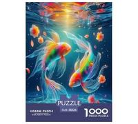 1000 Piezas Peces Koi Rompecabezas Juguetes Desafiantes Decoración Familiar Buena Suerte Koi Rompecabezas Imposible Regalo Creativo para Adultos 38x26cm/1000pcs