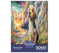 1000 Piezas Perro en el jardín Puzzles Pasatiempo Creativo Adorable Mascota Juego De Rompecabezas Actividades Familiares para Niños Adultos 52x38cm/1000pcs