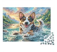 1000 Piezas Portuguese Water Dog para Adultos Adolescentes: Perro Tricolor en Agua Costera Juego Educativo para Decoración de Pared 70x50cm/1000pcs