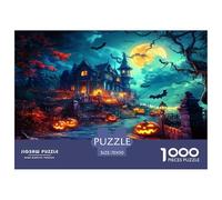 1000 Piezas Pueblo de Halloween Puzzle Entretenimiento Creativo Decoración del Hogar Spooky Season Rompecabezas De Decoración Desafíos Divertidos para Adultos Y Niños 70x50cm/1000pcs