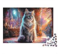1000 Piezas Puzzle Gato Peludo, Cartón 100% Reciclado, Cielo Cósmico, Viaje Actividad Extraescolar, Decoración Pared Bonita, 70x50cm