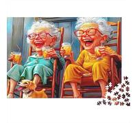 1000 Piezas Retrato Abuelas Alegres Rompecabezas para Adultos Papel Educativo Momentos Felices Puzzle Alivio Estrés Decoración Hogar 70x50cm/1000pcs