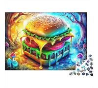 1000 Piezas Rompecabezas Hamburguesa Queso Arcoíris Cartón Grueso - Solo Desafiante para Adultos, Cheeseburger, Pausa Oficina, 52x38cm/1000pcs