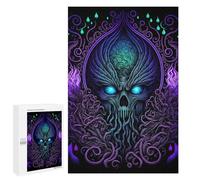 1000 piezas rompecabezas para adolescentes Calavera de neón Obra de arte -3 rompecabezas para adolescentes: juegos de relajación, regalos divertidos y humorísticos para reducir el estrés 1000 PCS