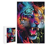 1000 piezas rompecabezas para adolescentes colorido tigre rugido rompecabezas para adolescentes - Juegos divertidos para mejorar la memoria y reducir el estrés - regalos 1000 piezas
