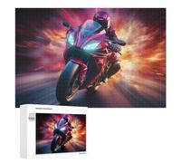 1000 piezas rompecabezas para adolescentes Racing Motorcycle Speed Art -3 rompecabezas para adolescentes - Juegos divertidos para mejorar la memoria y reducir el estrés - regalos 1000 unidades