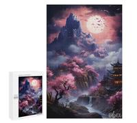1000 piezas rompecabezas para adultos Cherry Blossom Moonlit Landscape Puzzles para adultos, juego familiar, compilación de patrones interacción entre padres e hijos, 1000 piezas