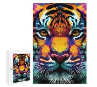 1000 piezas rompecabezas para adultos Colorful Tiger Retrait-20 Puzzles para adultos Juego Familiar Compilación de patrones interacción entre padres e hijos 1000 PCS
