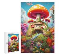 1000 piezas rompecabezas para adultos Fantasía Mushroom Village Puzzles para adultos Juegos de Relajación Decoración del Hogar Desafío Educativo 1000 PCS