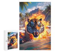 1000 piezas rompecabezas para adultos Tiger on Fire Beach-1 rompecabezas para adultos juguetes antiestrés vacaciones en casa pasatiempo desafiante para resolver 1000 piezas