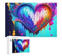 1000 piezas rompecabezas para adultos y adolescentes pintura de corazón colorido, 1 rompecabezas para adultos, juguetes antiestrés, análisis y lógica, interacción entre padres e hijos, 1000 piezas