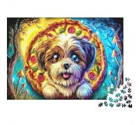 1000 Piezas Rompecabezas Perro Pizza Cartón 100% Reciclado - Super Desafiante, Perro Pizza, Pausa Oficina, 52x38cm/1000pcs