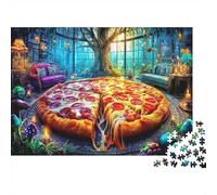 1000 Piezas Rompecabezas Pizza Salchicha Cartón - Niños, Rebanadas de Pizza, Desafiante, Entrenamiento Cerebral, 70x50cm/1000pcs