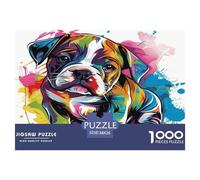 1000 Piezas Taureau coloréChien Rompecabezas Juego De Habilidad Decoración del Hogar Lovely Animaux Puzzle De Decoración Desafíos Divertidos para Adultos Y Niños 38x26cm/1000pcs