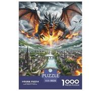 1000 Piezas The Dragón Puzle Juguetes Desafiantes Decoración del Hogar Fuego Drake Rompecabezas De Decoración Desafíos Divertidos para Adultos Y Niños 38x26cm/1000pcs