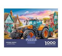 1000 Piezas Tractor en Village Road Puzzles Pasatiempo Creativo Ilustración escénica Rural Juego De Rompecabezas Actividades Familiares para Niños Adultos 70x50cm/1000pcs