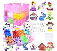 1000 Piezas XL Cuentas Para Planchar, 10MM Abalorios Fusibles de 12 Colores Set con Caja de Almacenamiento, Guía del Usuario,Decoracióny Ideas de DIY Manualidades para Niños Cumpleaños Navidad