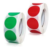 1000 puntos adhesivos coloridos en rollo, autoadhesivos, redondos, perfectos para marcar en la oficina, pegatinas redondas de 25 x 25 mm, color rojo y verde