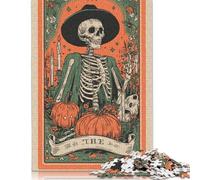 1000 Rompecabezas Cuadrados creativos de Esqueletos espeluznantes de Halloween para Adultos, Rompecabezas de Madera, Juegos de desafío únicos, 1000 Piezas (75 x 50 cm)